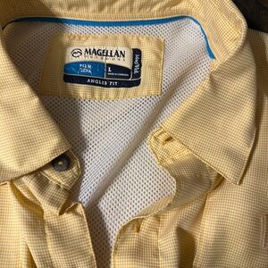 Magellan Outdoors Yellow Check Angler Fit Button-Down Shirt